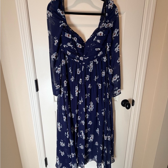 Self-Portrait Navy Floral Long Sleeve Dress - Picture 5 of 8